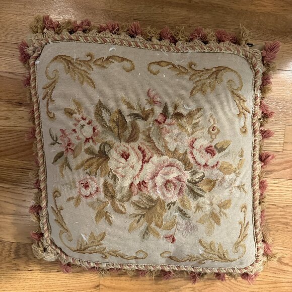 Handmade needlrpoint pillow covers with/without feather insert  Antique - Picture 7 of 10